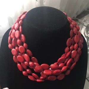 Red Beaded Statement necklace